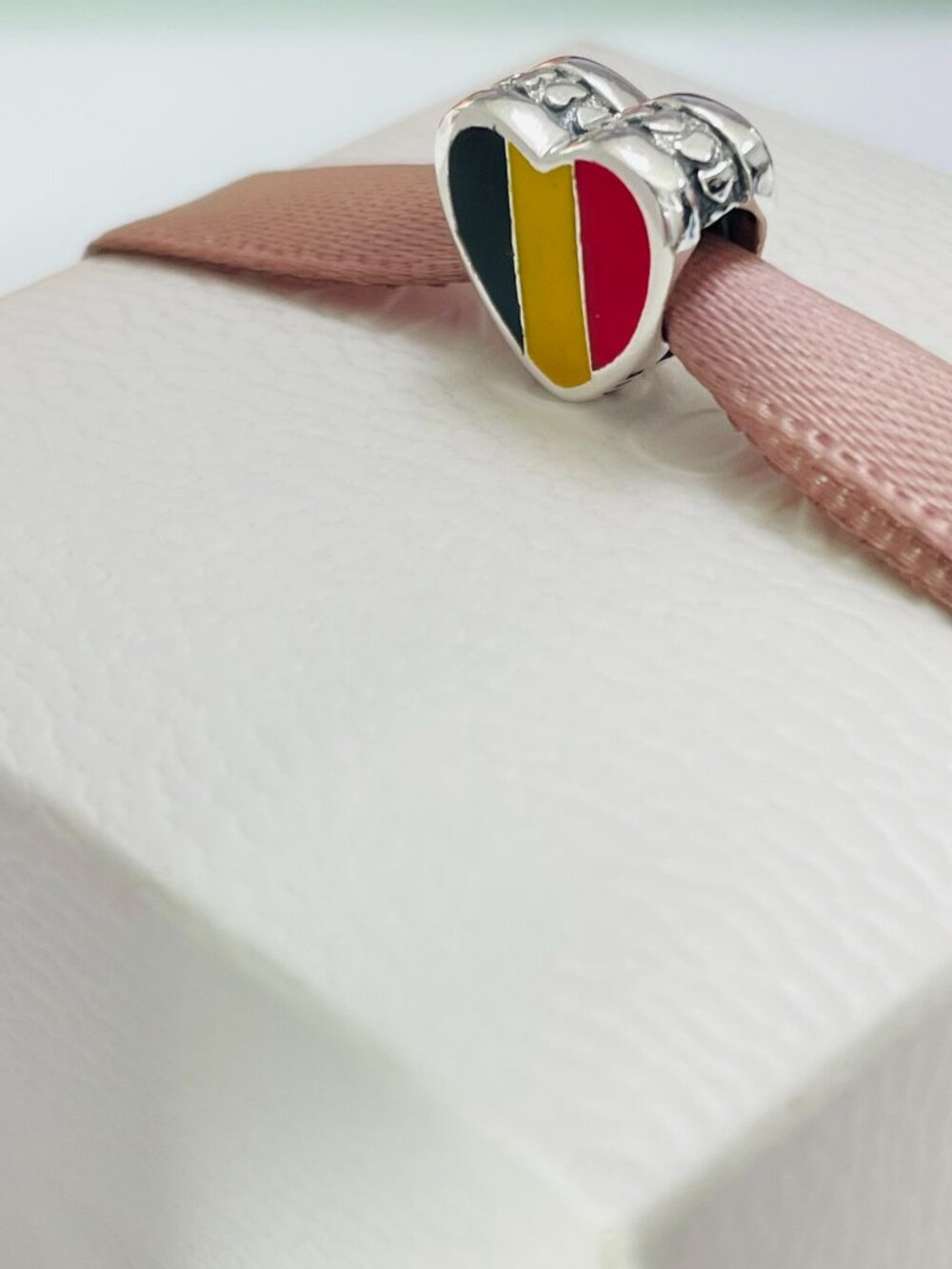 Pandora Belgium Flag Heart Bead Charm